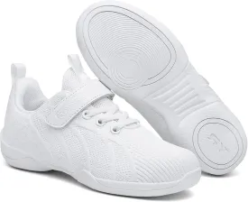 Youth Girls Mesh Breathable Running Sneakers Athletic Training Tennis Shoes White Cheerleading Shoes Dance Shoes