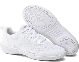 Youth Girls Mesh Breathable Running Sneakers Athletic Training Tennis Shoes White Cheerleading Shoes Dance Shoes