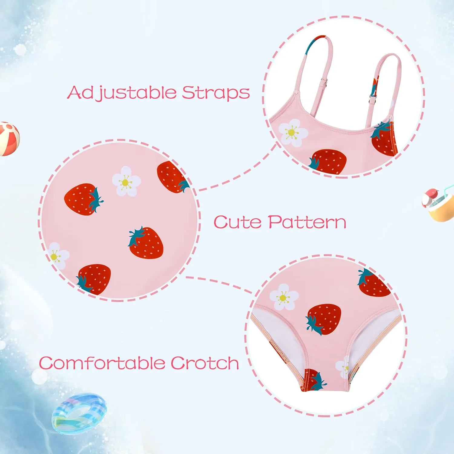 Zando Toddler One Piece Swimsuits Girls Beach Bathing Suit Kids Cute Swimwear Quick Dry 1-10 Years